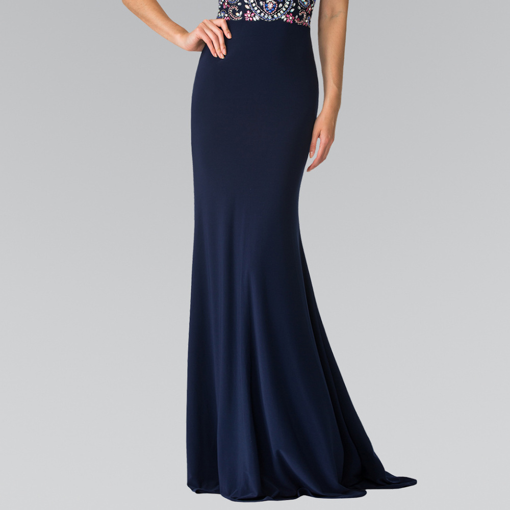 Halter-Neck Multi-Color TOP LONG DRESS GL2279 - Picture 3 of 4